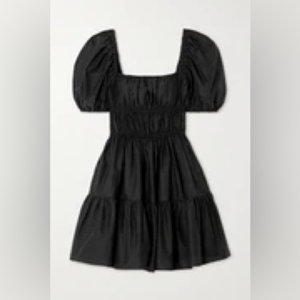 MATTEAU shirred organic cotton-poplin mini dress